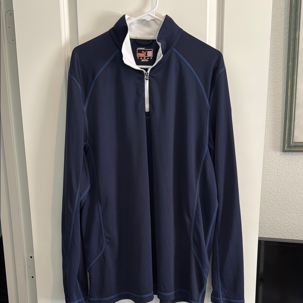 Puma Blue and White Lightweight Shirt Jacket